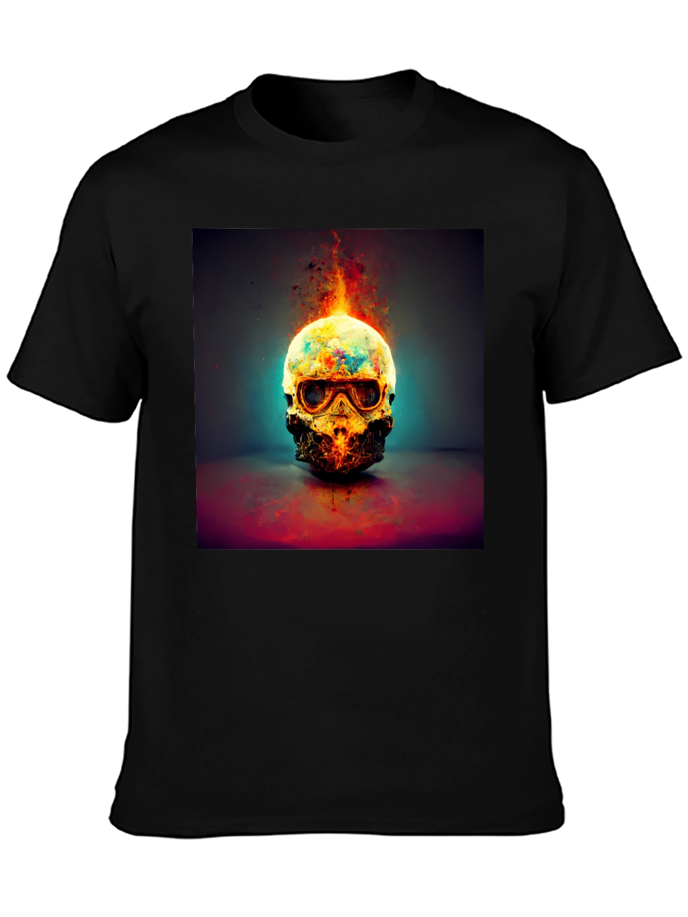 Fiery Skull Graphic Tee - Dark Style