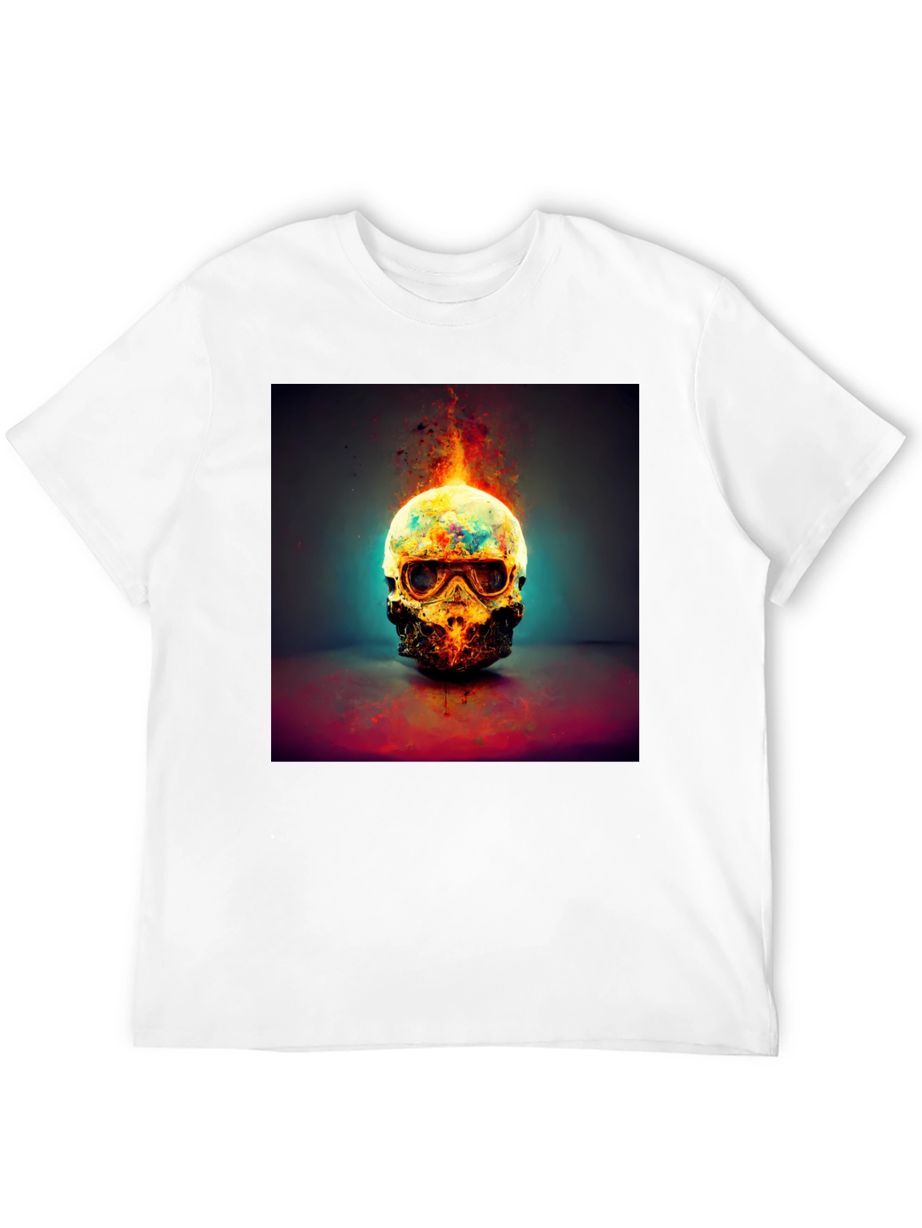 Fiery Skull Graphic Tee - Dark Style