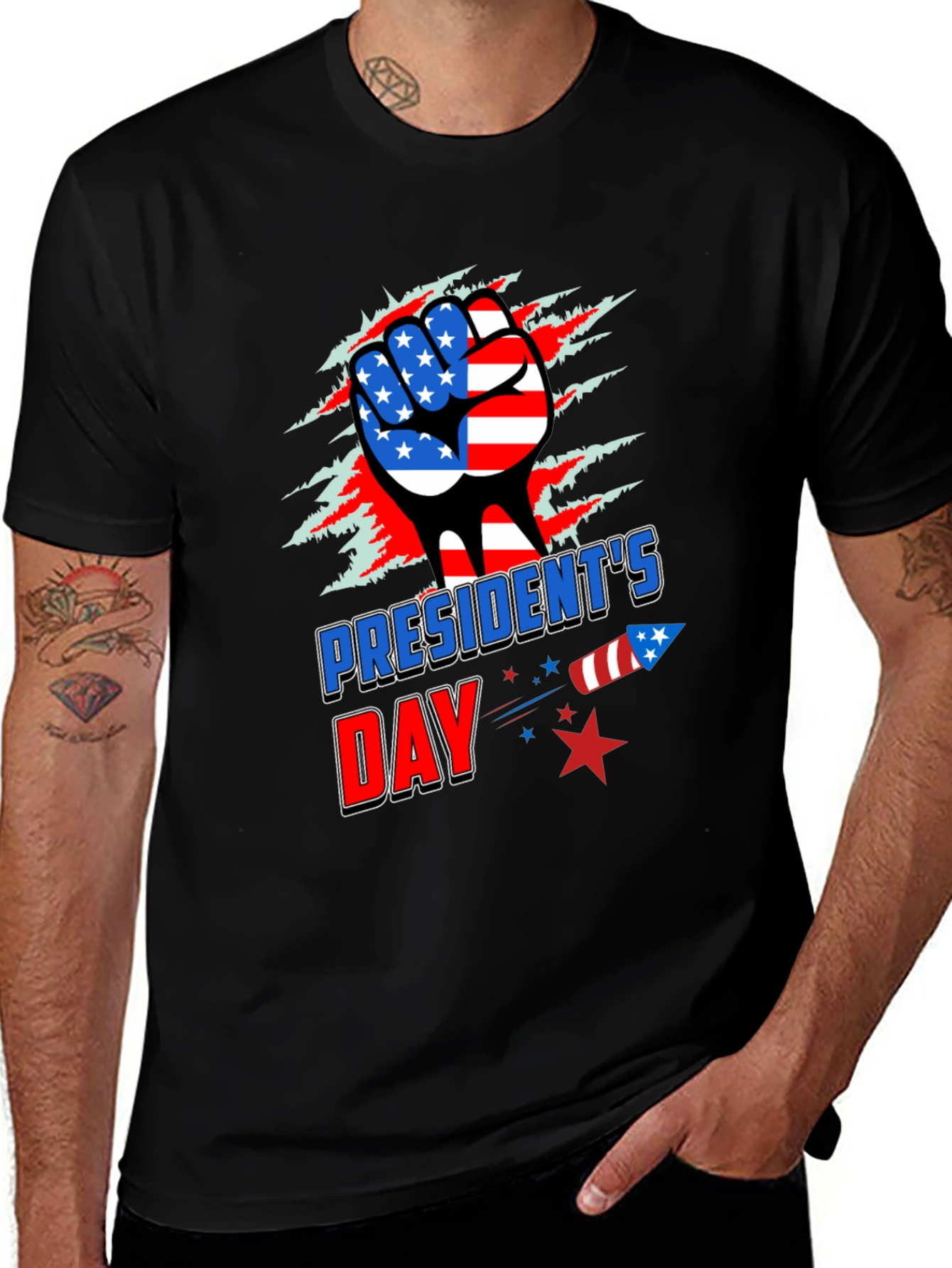 Presidents Day Graphic Tee - Patriotic Fist Design