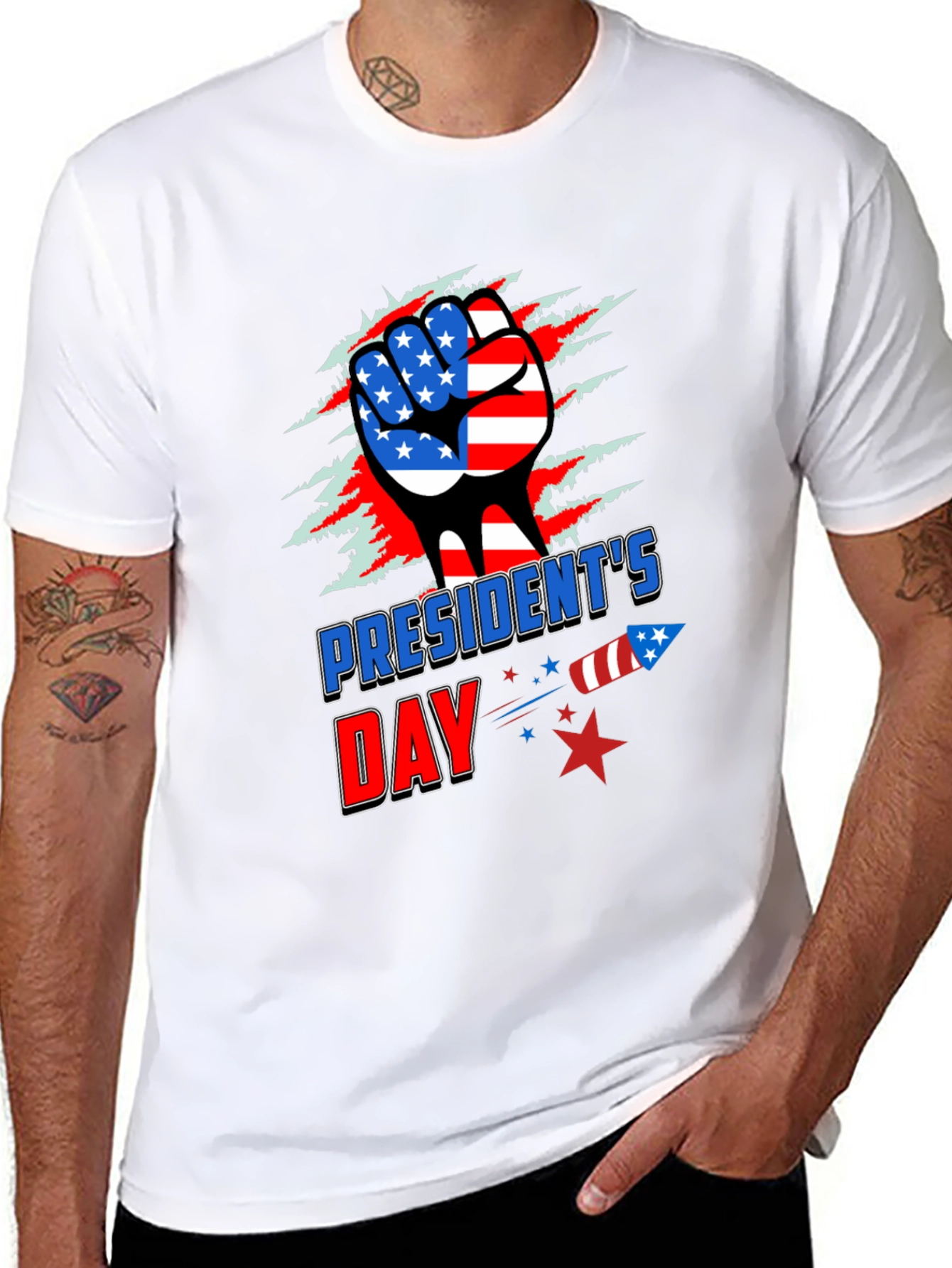 Presidents Day Graphic Tee - Patriotic Fist Design
