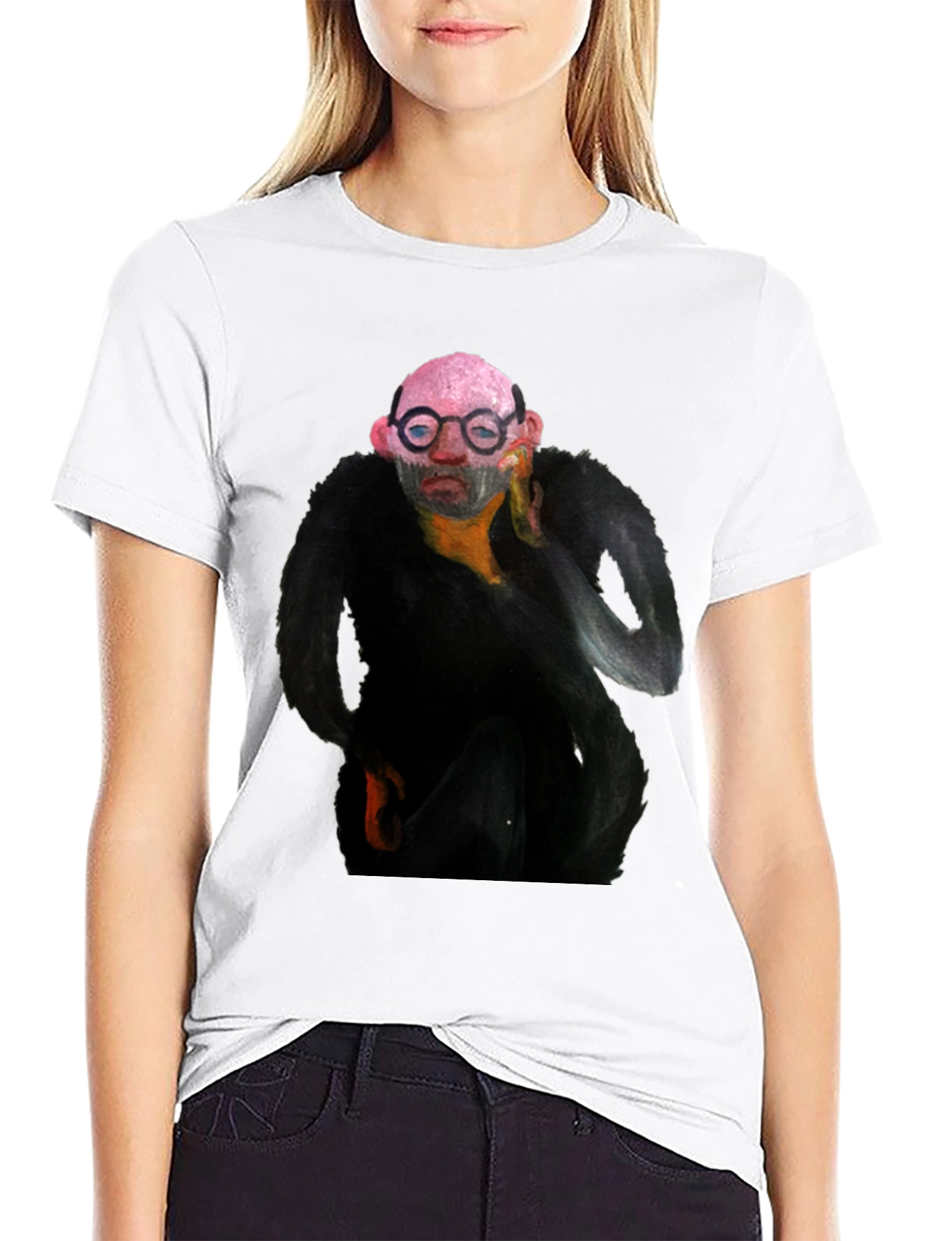 Abstract Portrait Graphic Black T-Shirt