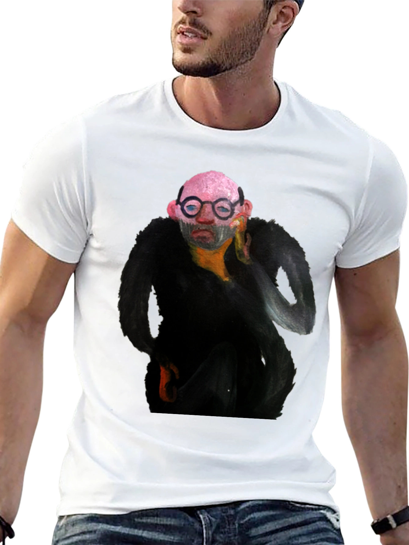 Abstract Portrait Graphic Black T-Shirt