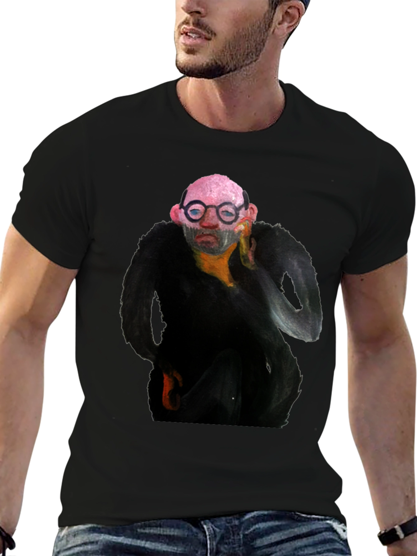 Abstract Portrait Graphic Black T-Shirt