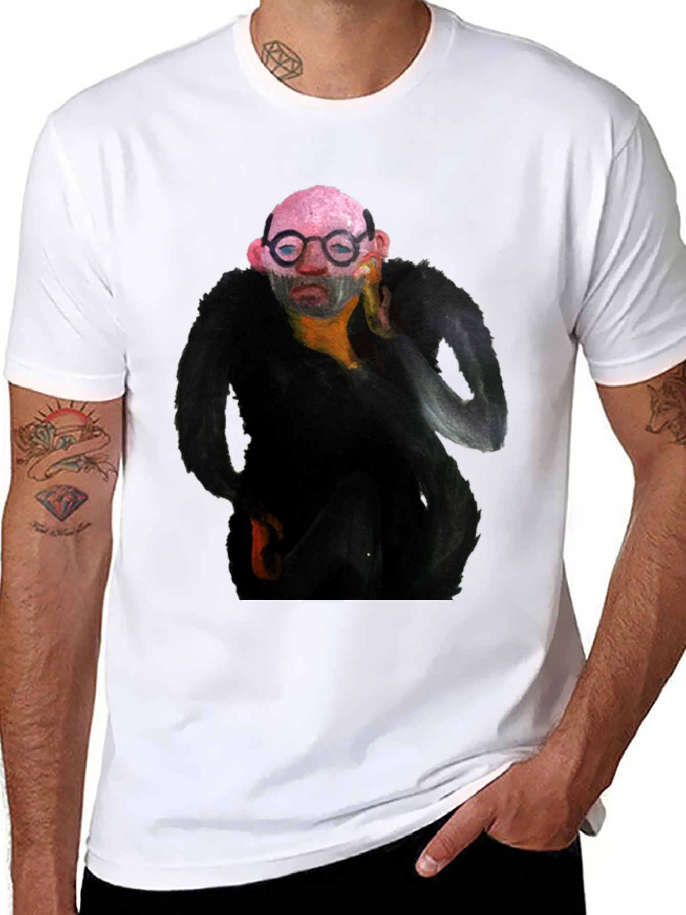 Abstract Portrait Graphic Black T-Shirt
