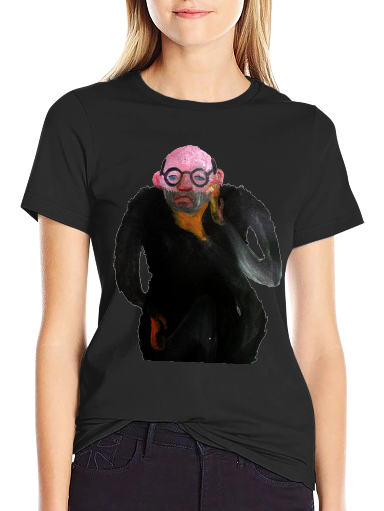 Abstract Portrait Graphic Black T-Shirt