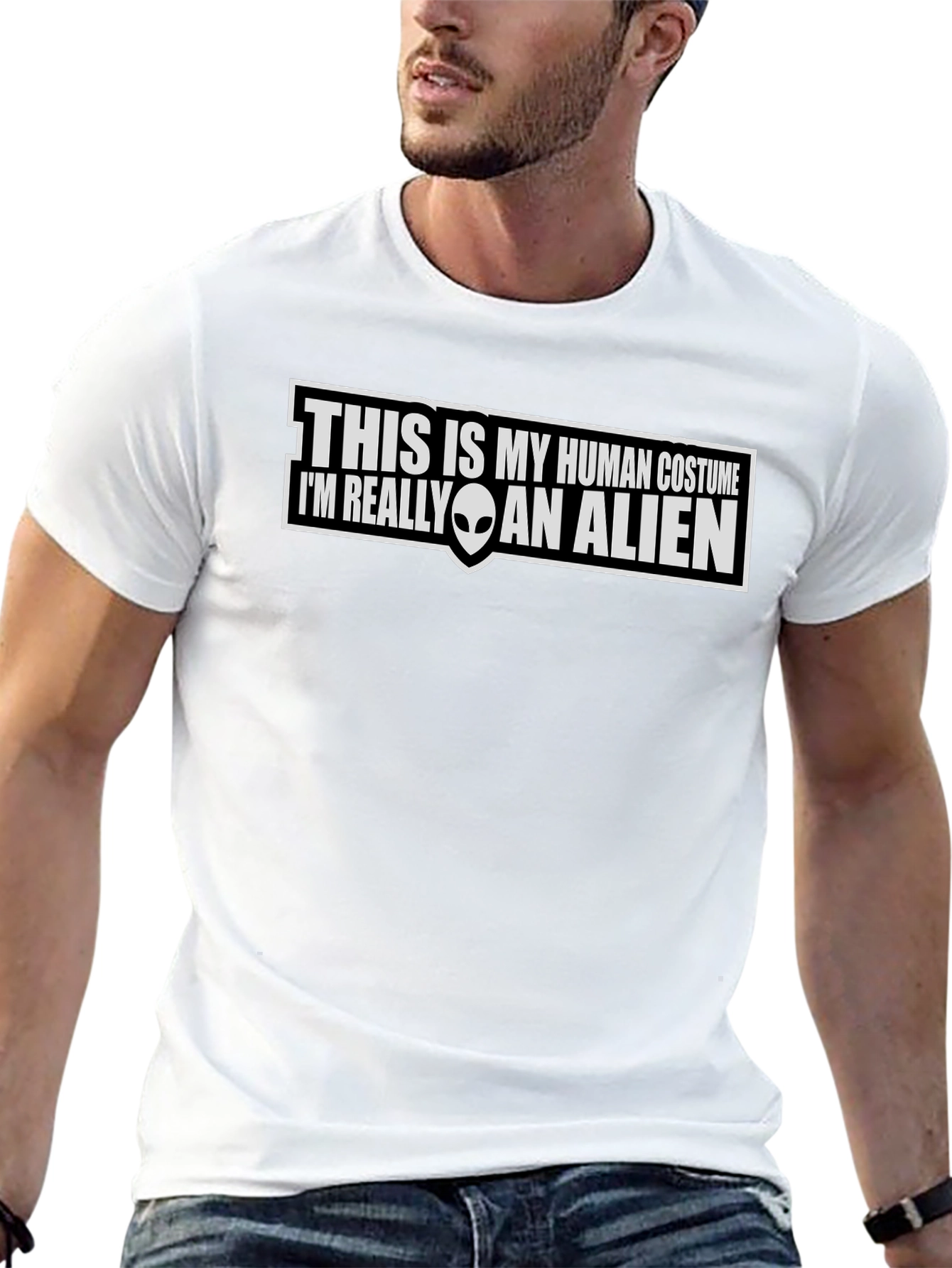 Human Costume Alien T-Shirt Funny Graphic Tee