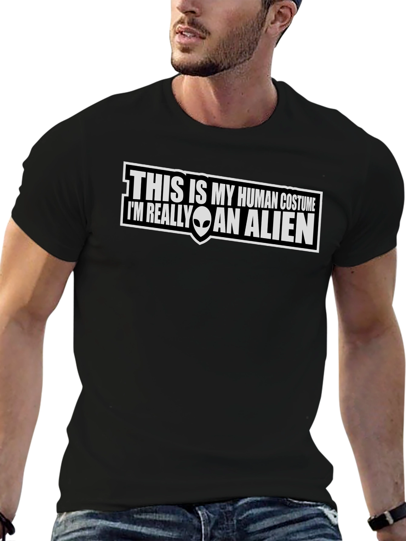 Human Costume Alien T-Shirt Funny Graphic Tee