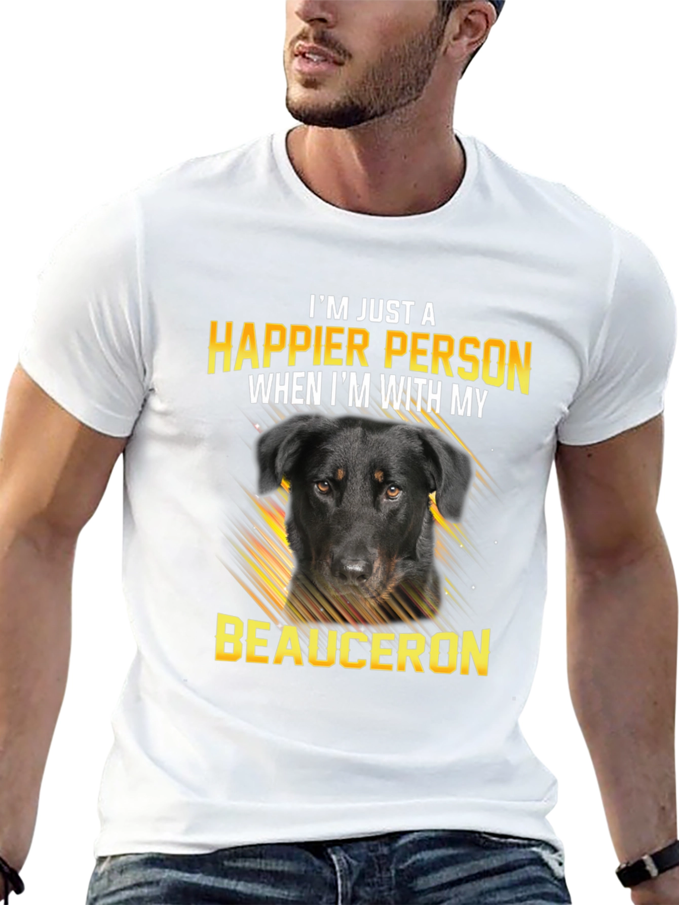 Happier Person Beauceron Dog Graphic T-Shirt