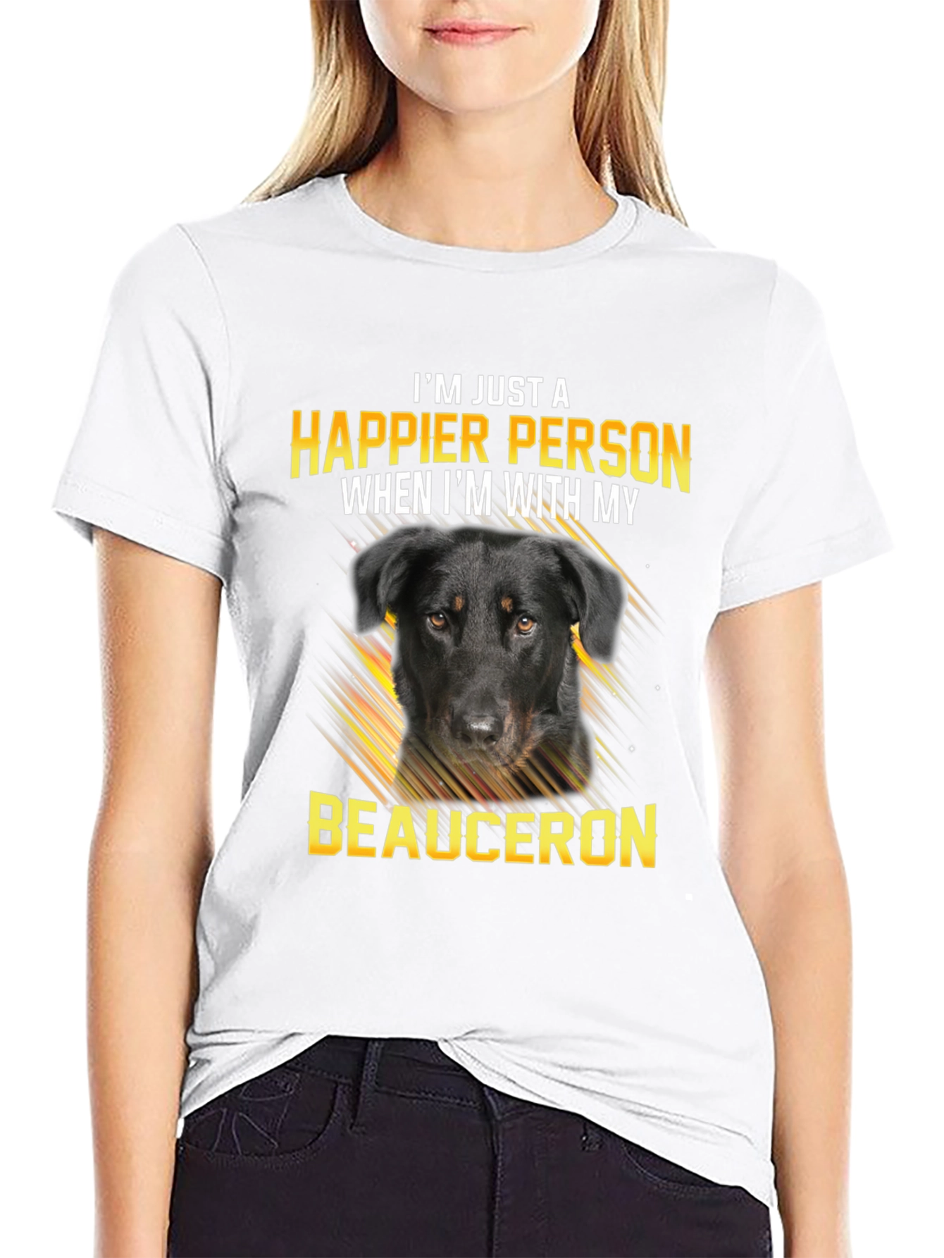 Happier Person Beauceron Dog Graphic T-Shirt