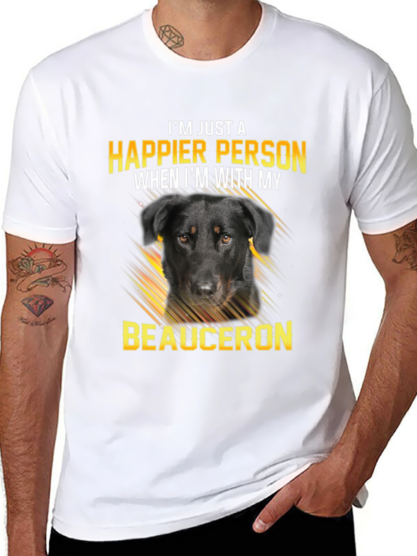 Happier Person Beauceron Dog Graphic T-Shirt