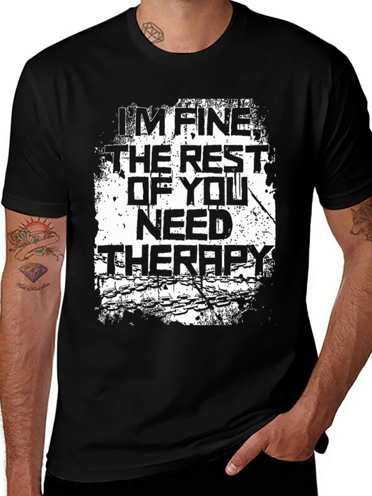 Im Fine Need Therapy Black Graphic T-Shirt