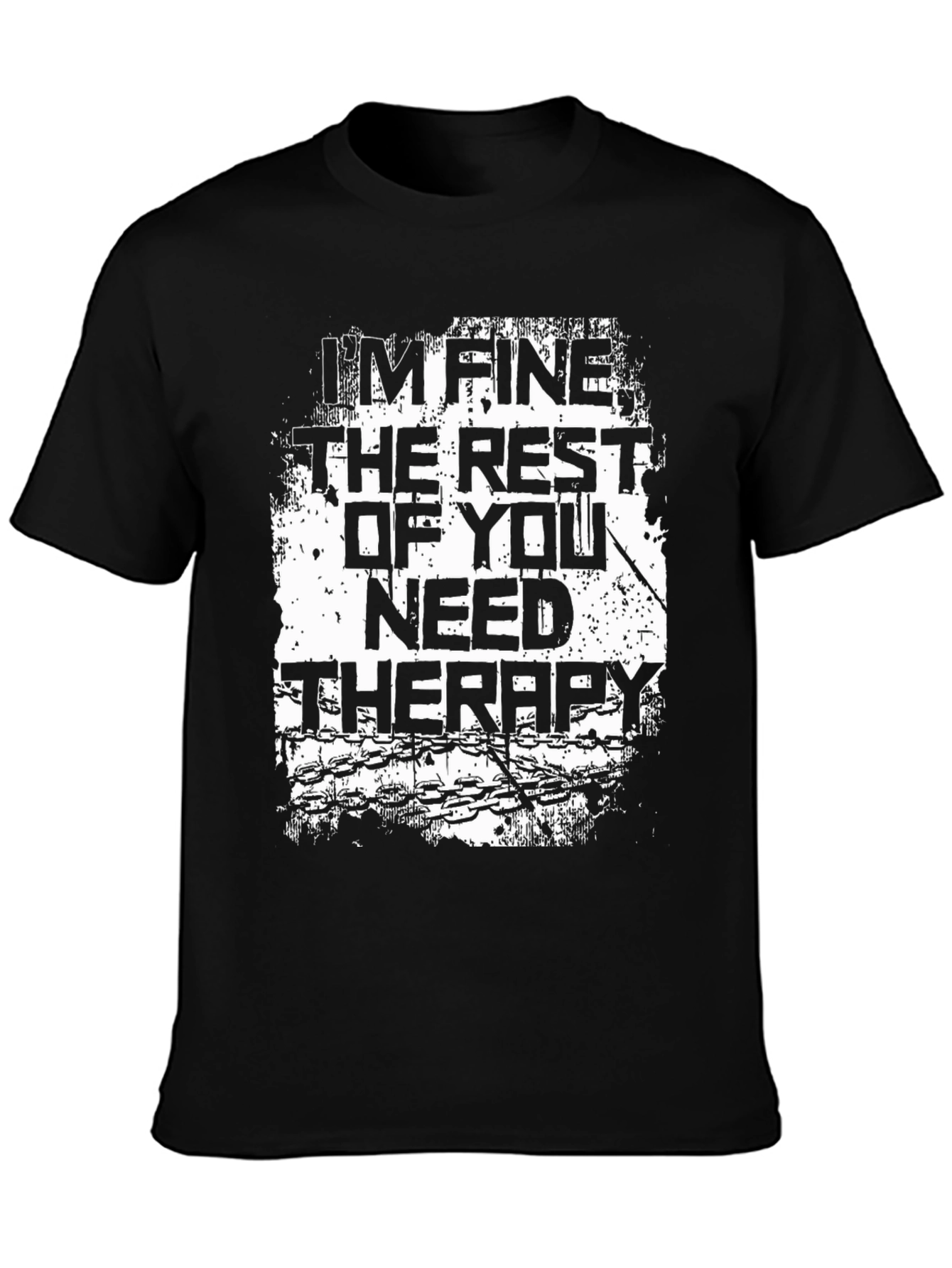Im Fine Need Therapy Black Graphic T-Shirt