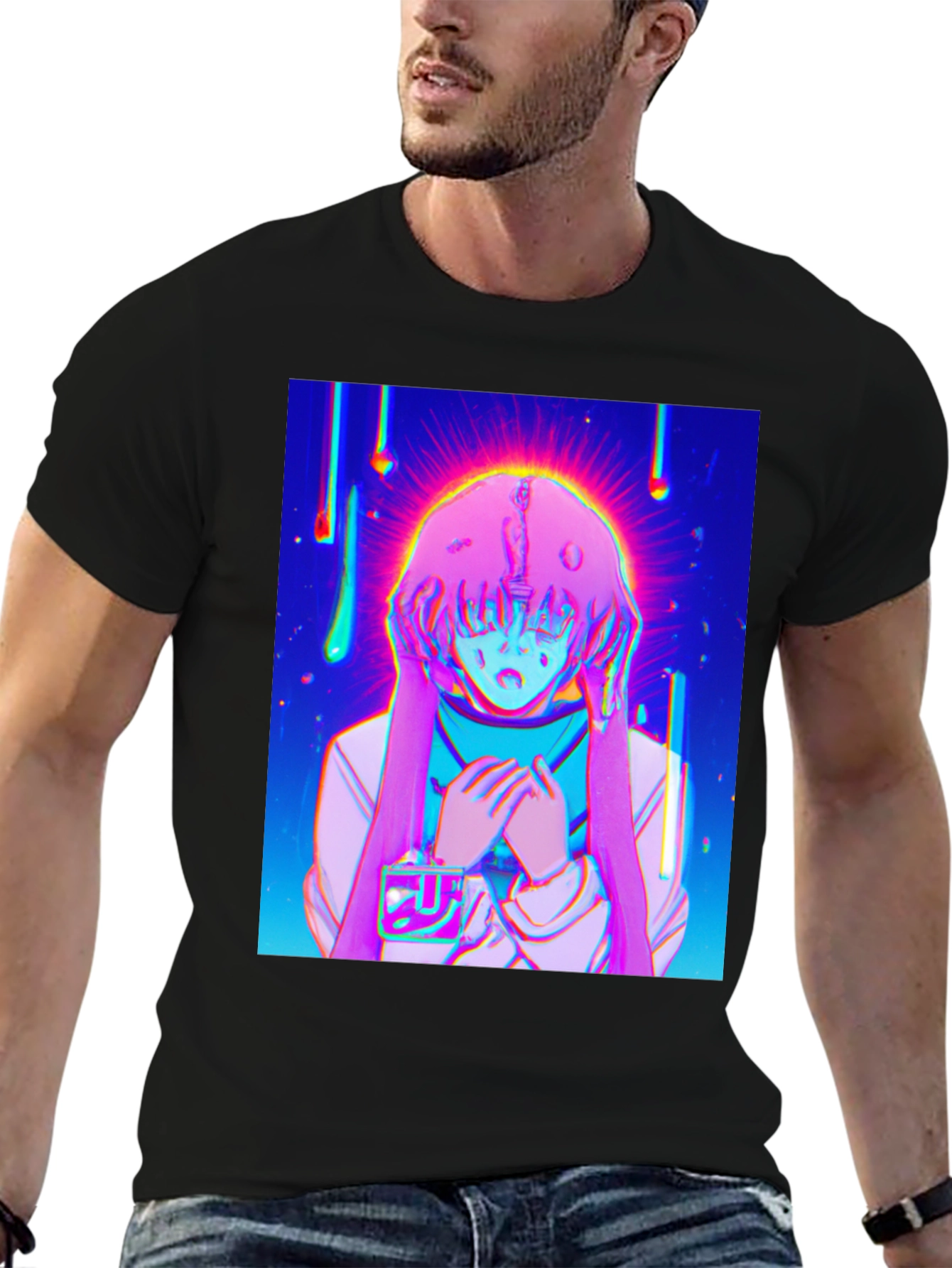 Anime Girl Graphic T-Shirt - Vivid Black Tee