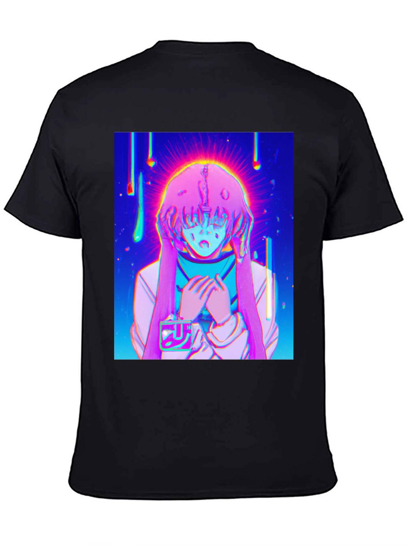 Anime Girl Graphic T-Shirt - Vivid Black Tee