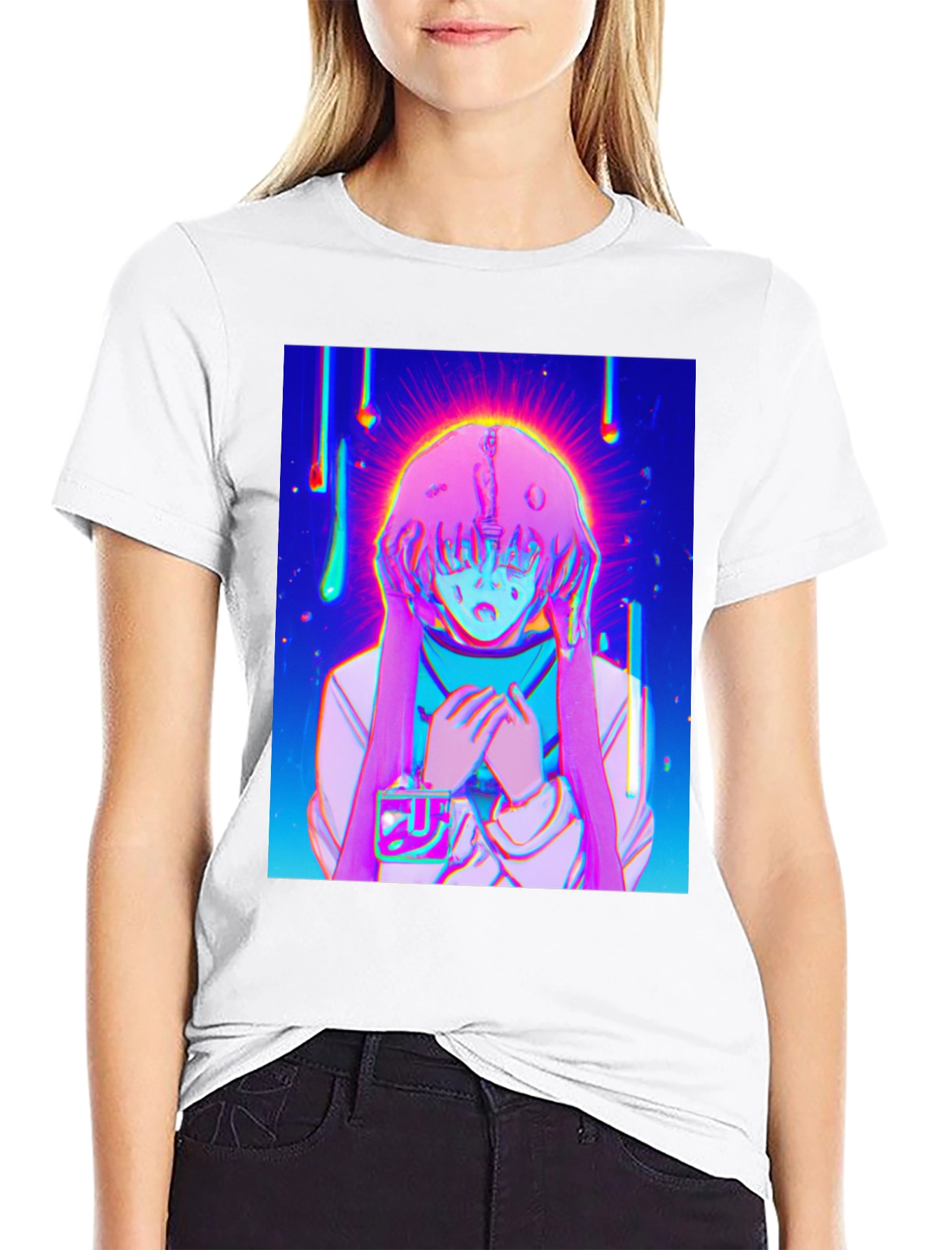 Anime Girl Graphic T-Shirt - Vivid Black Tee