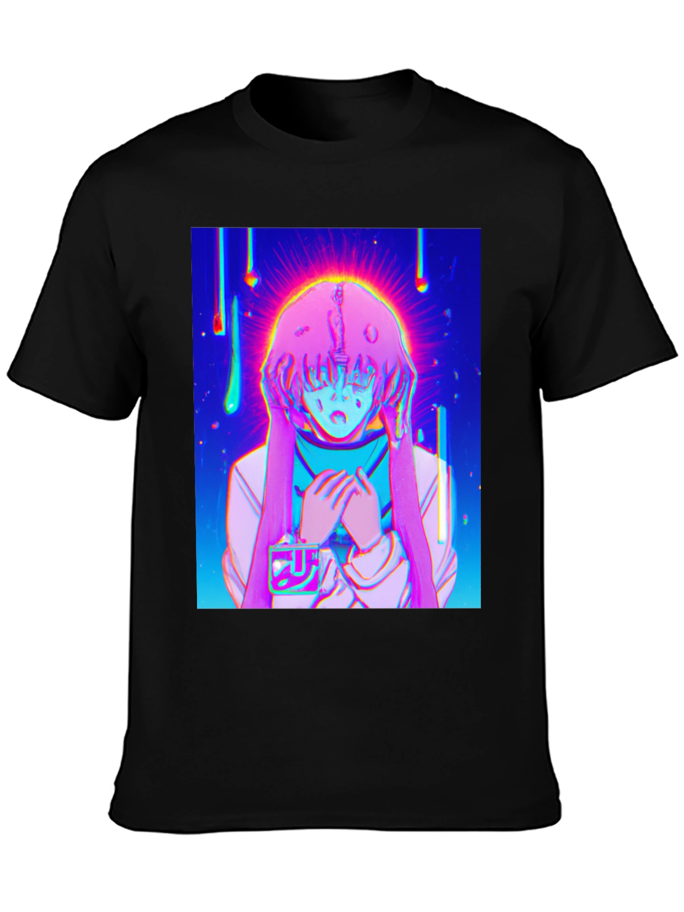 Anime Girl Graphic T-Shirt - Vivid Black Tee