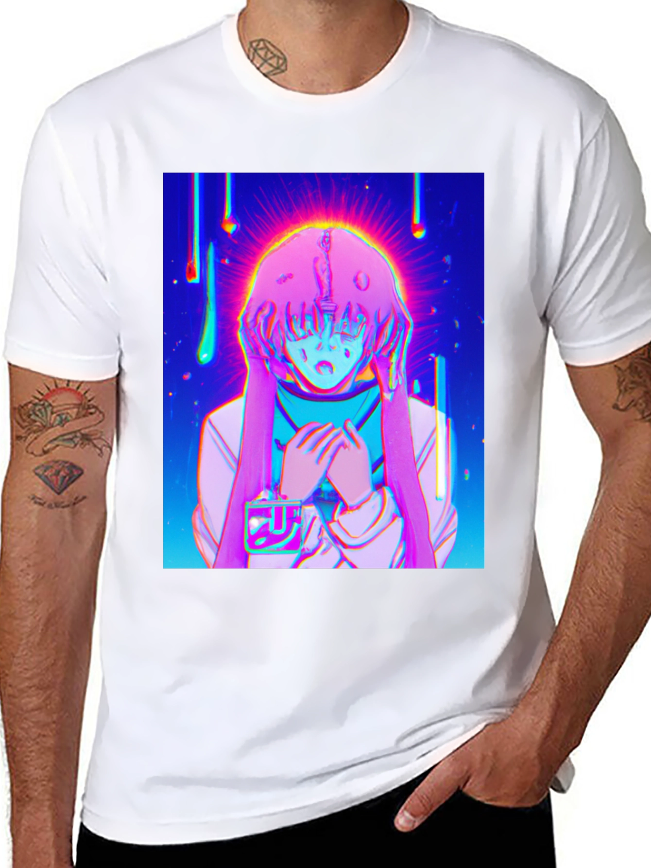 Anime Girl Graphic T-Shirt - Vivid Black Tee