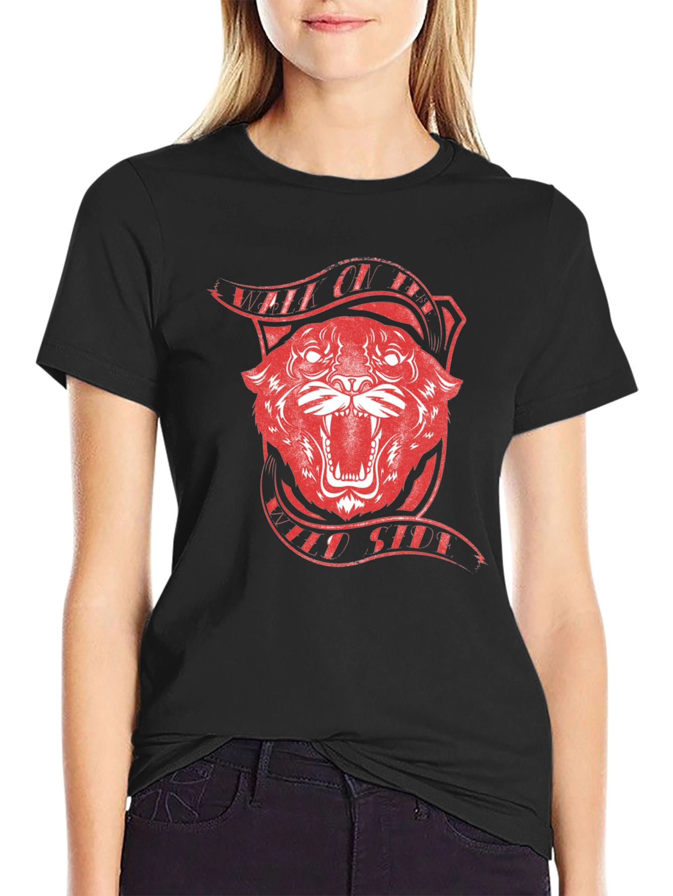 Red Tiger Graphic Black T-Shirt