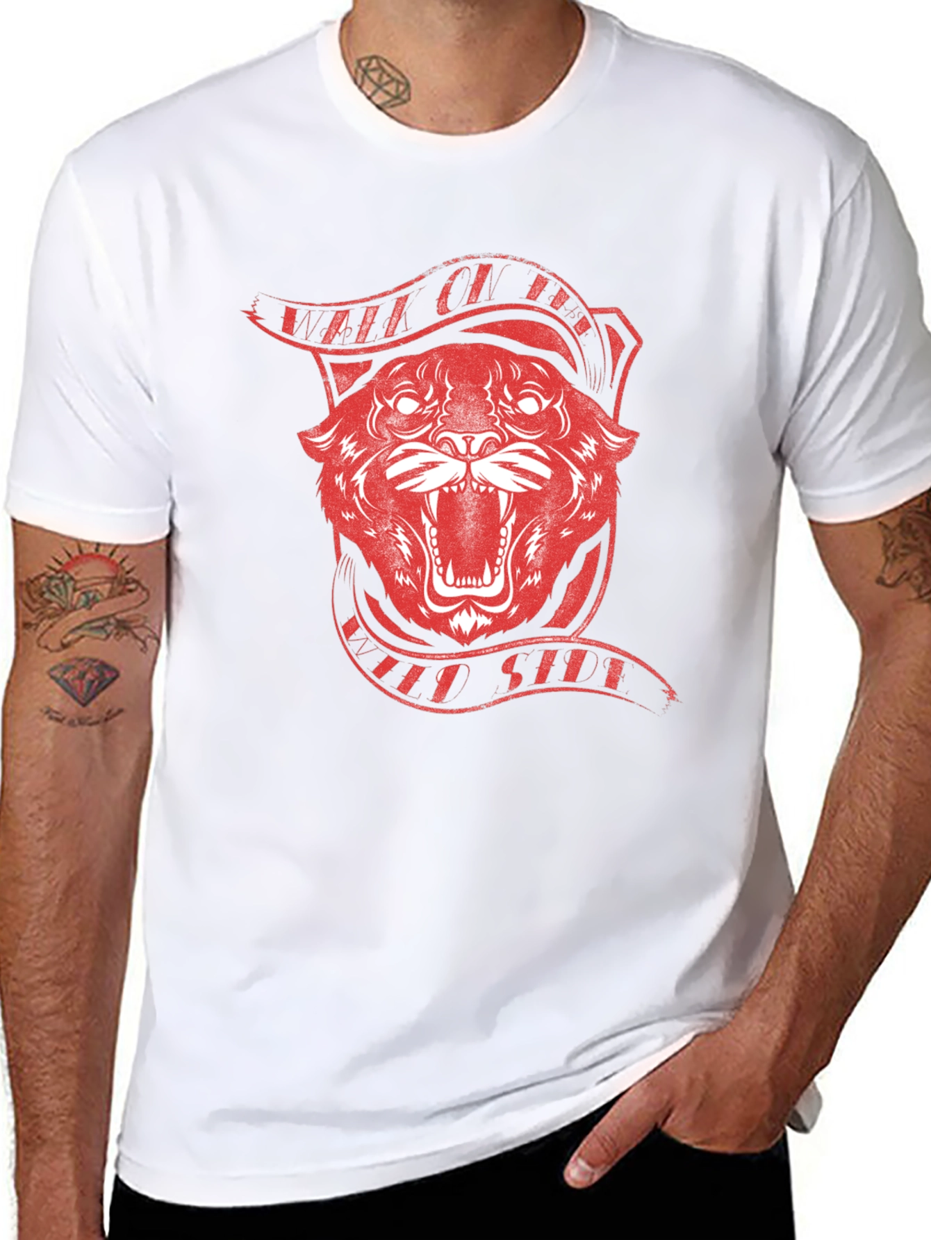 Red Tiger Graphic Black T-Shirt