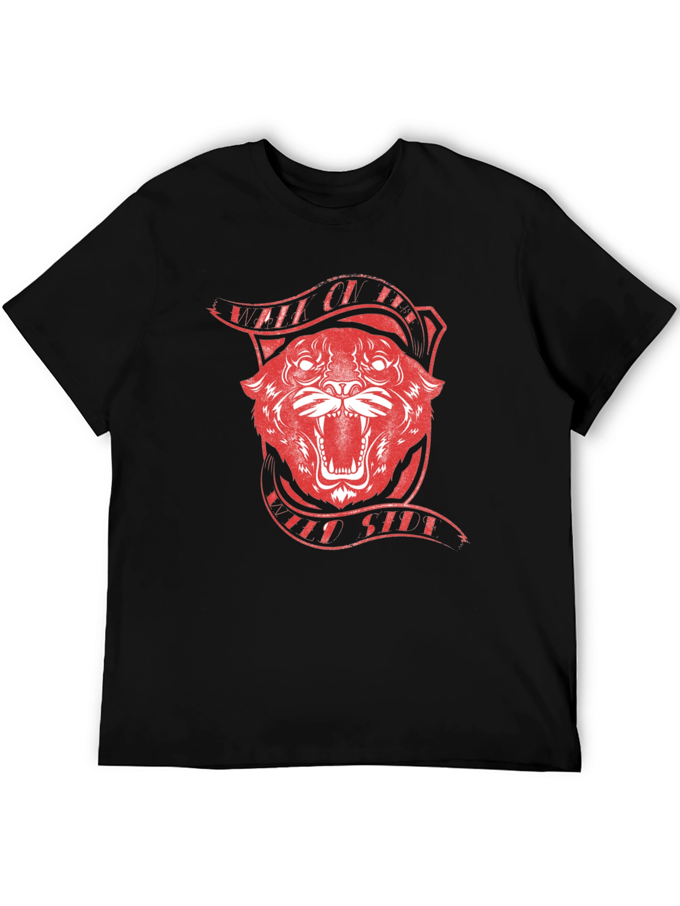Red Tiger Graphic Black T-Shirt
