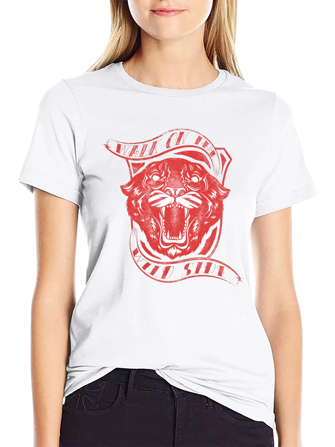 Red Tiger Graphic Black T-Shirt