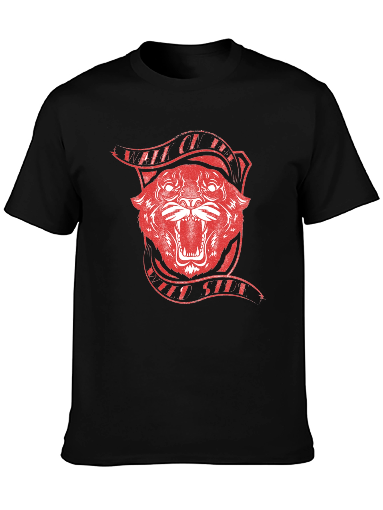 Red Tiger Graphic Black T-Shirt