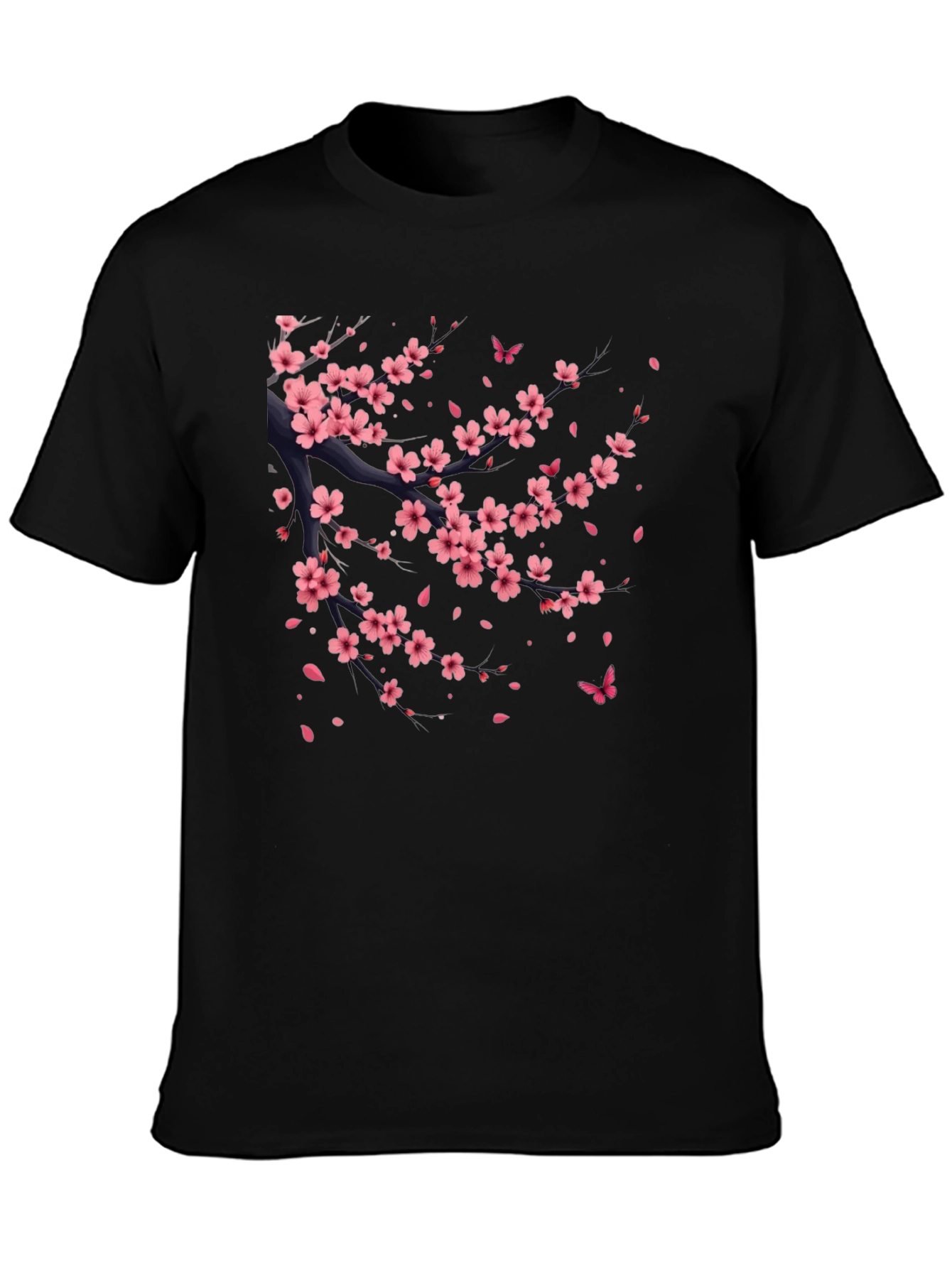 Cherry Blossom Print Black T-Shirt
