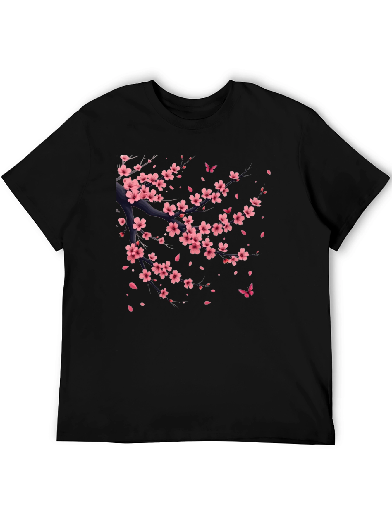 Cherry Blossom Print Black T-Shirt
