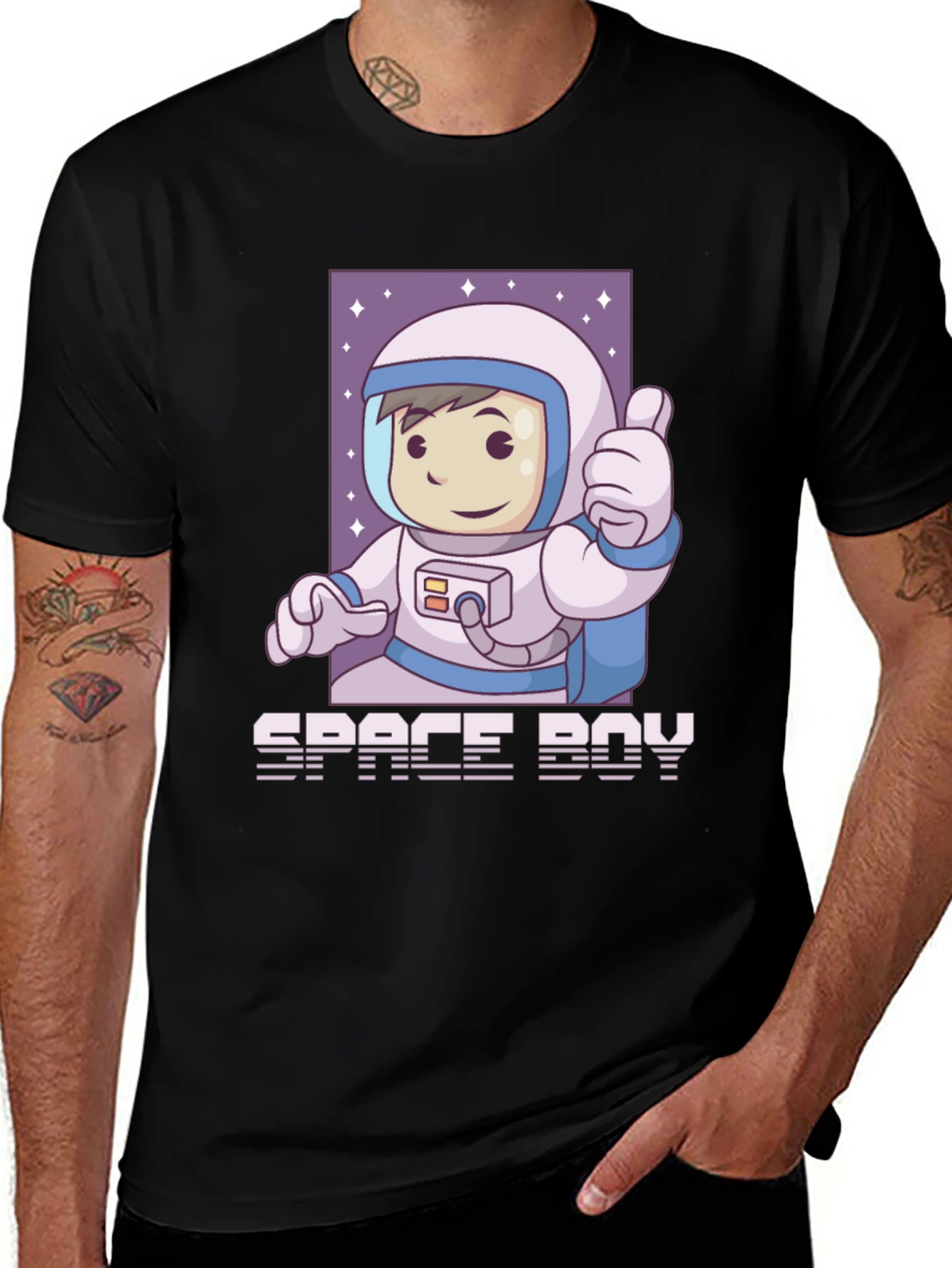 Space Boy Graphic T-Shirt - Black