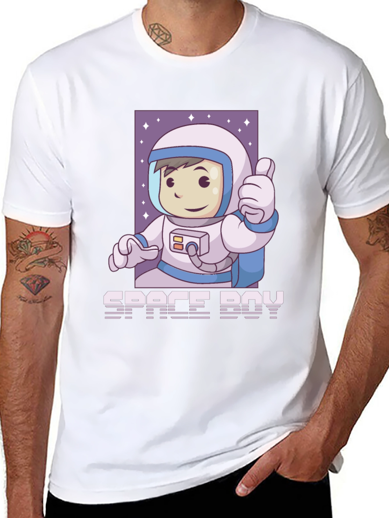 Space Boy Graphic T-Shirt - Black