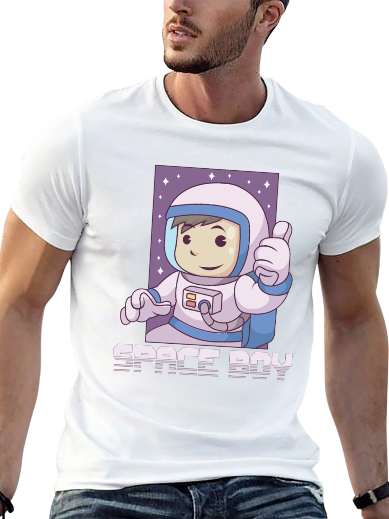Space Boy Graphic T-Shirt - Black