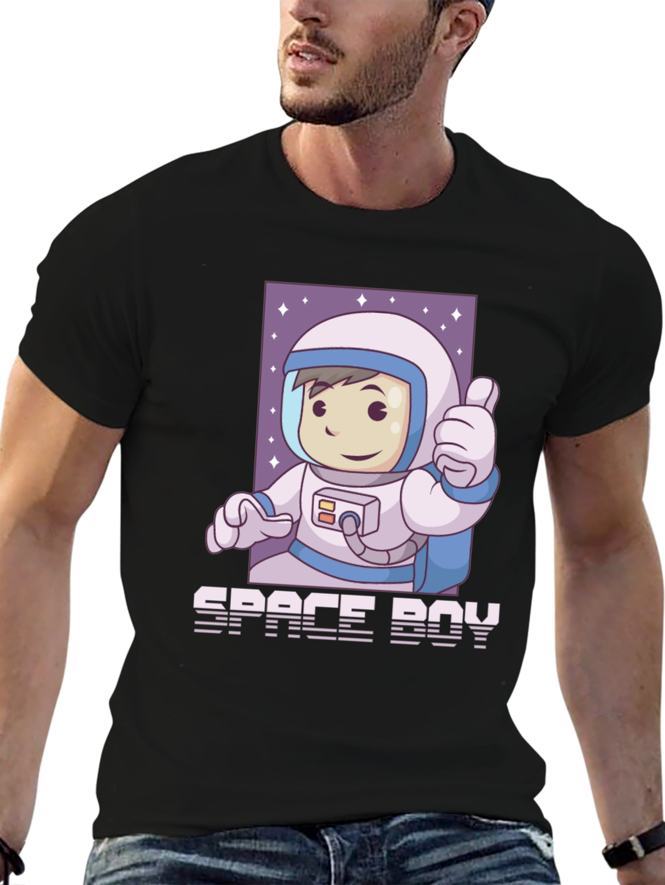 Space Boy Graphic T-Shirt - Black