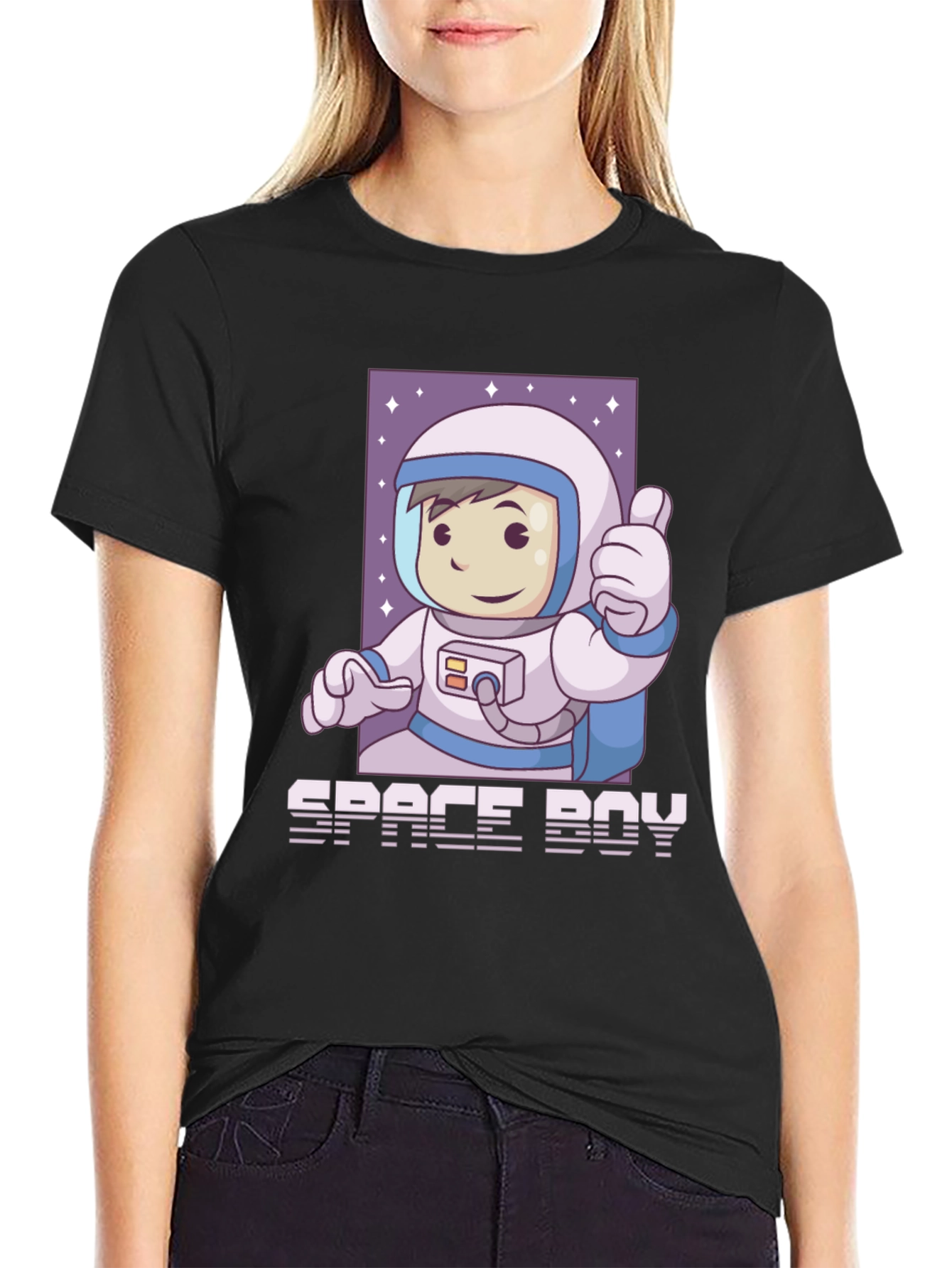 Space Boy Graphic T-Shirt - Black