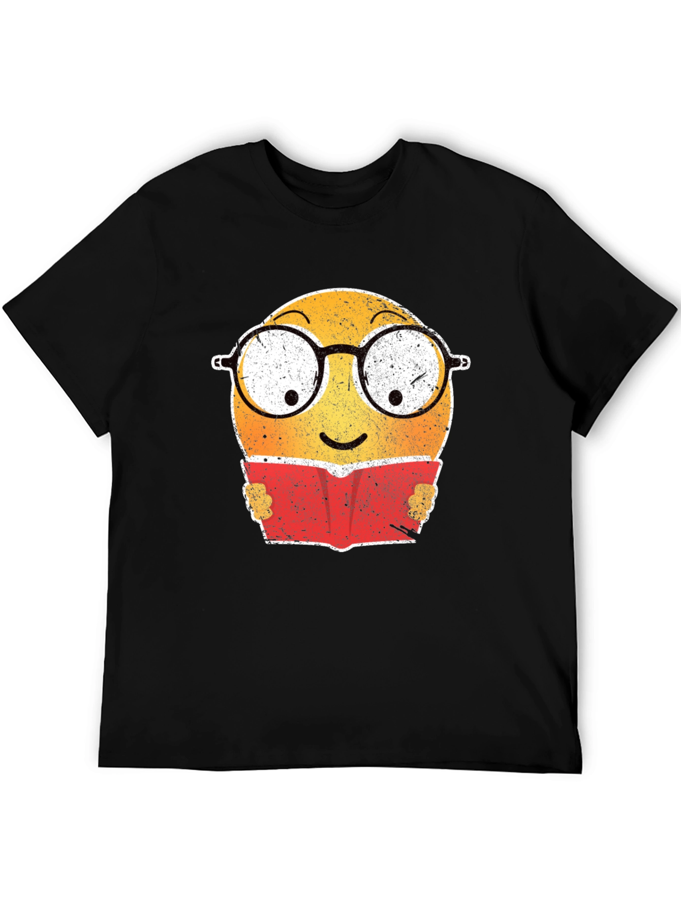 Bookworm Emoji Graphic T-Shirt - Black