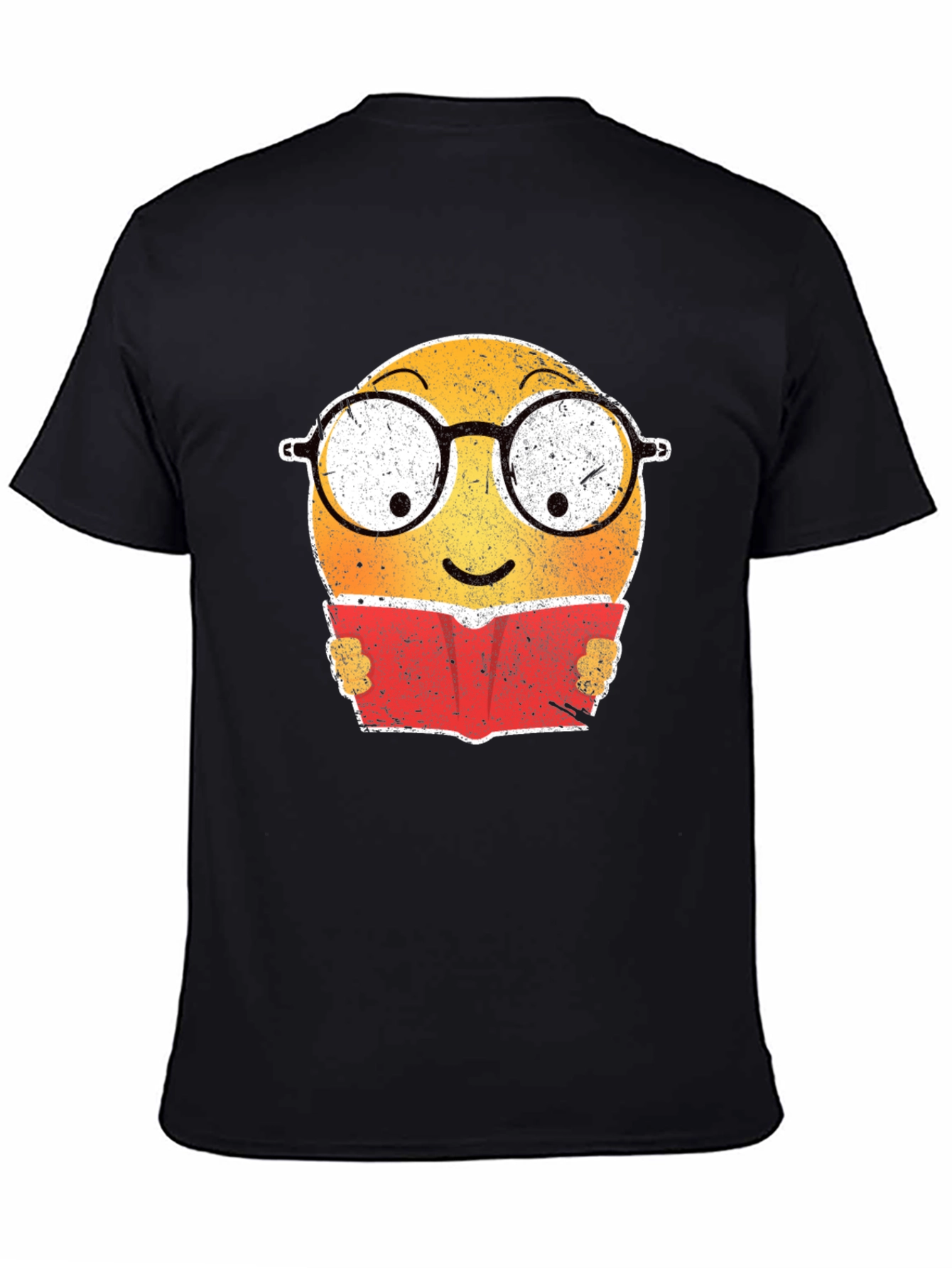 Bookworm Emoji Graphic T-Shirt - Black