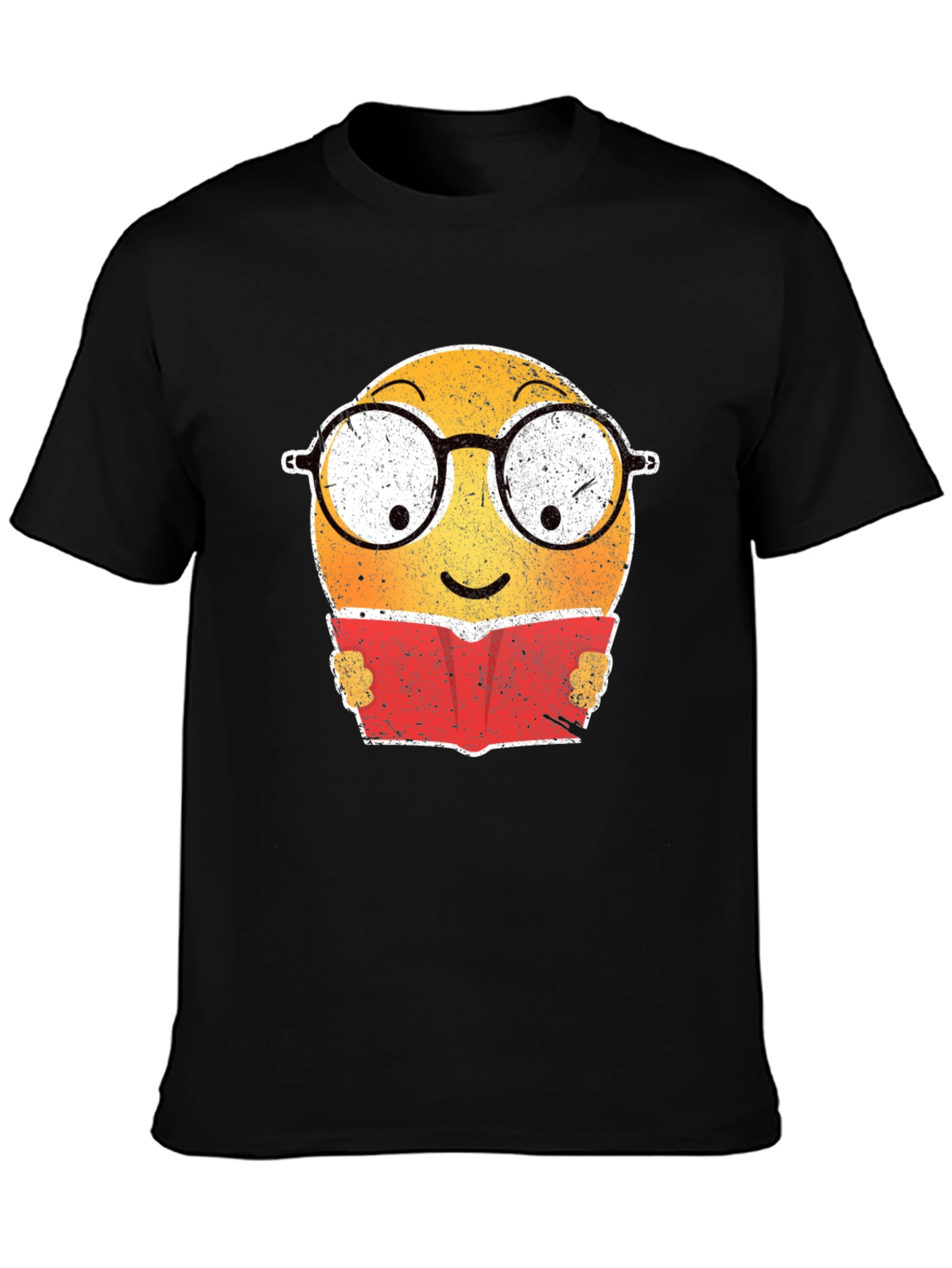 Bookworm Emoji Graphic T-Shirt - Black