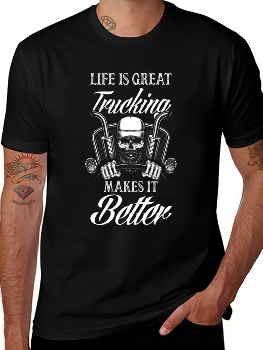 Trucking Life T-Shirt - Skull Design