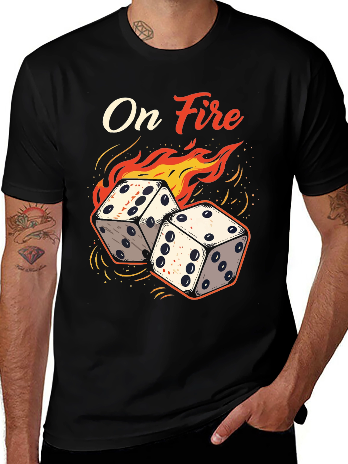 On Fire Dice Graphic Tee - Lucky Gamble T-Shirt