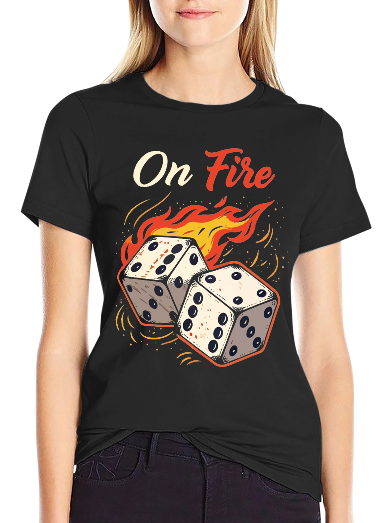 On Fire Dice Graphic Tee - Lucky Gamble T-Shirt
