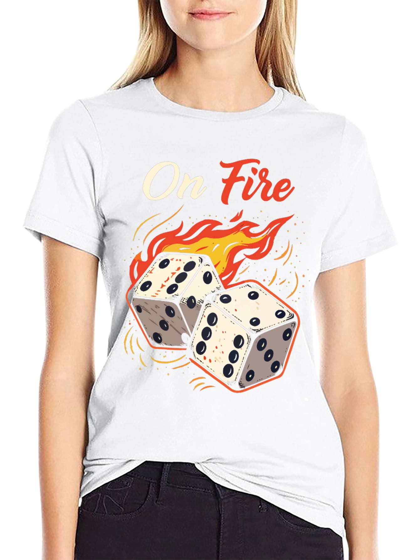 On Fire Dice Graphic Tee - Lucky Gamble T-Shirt