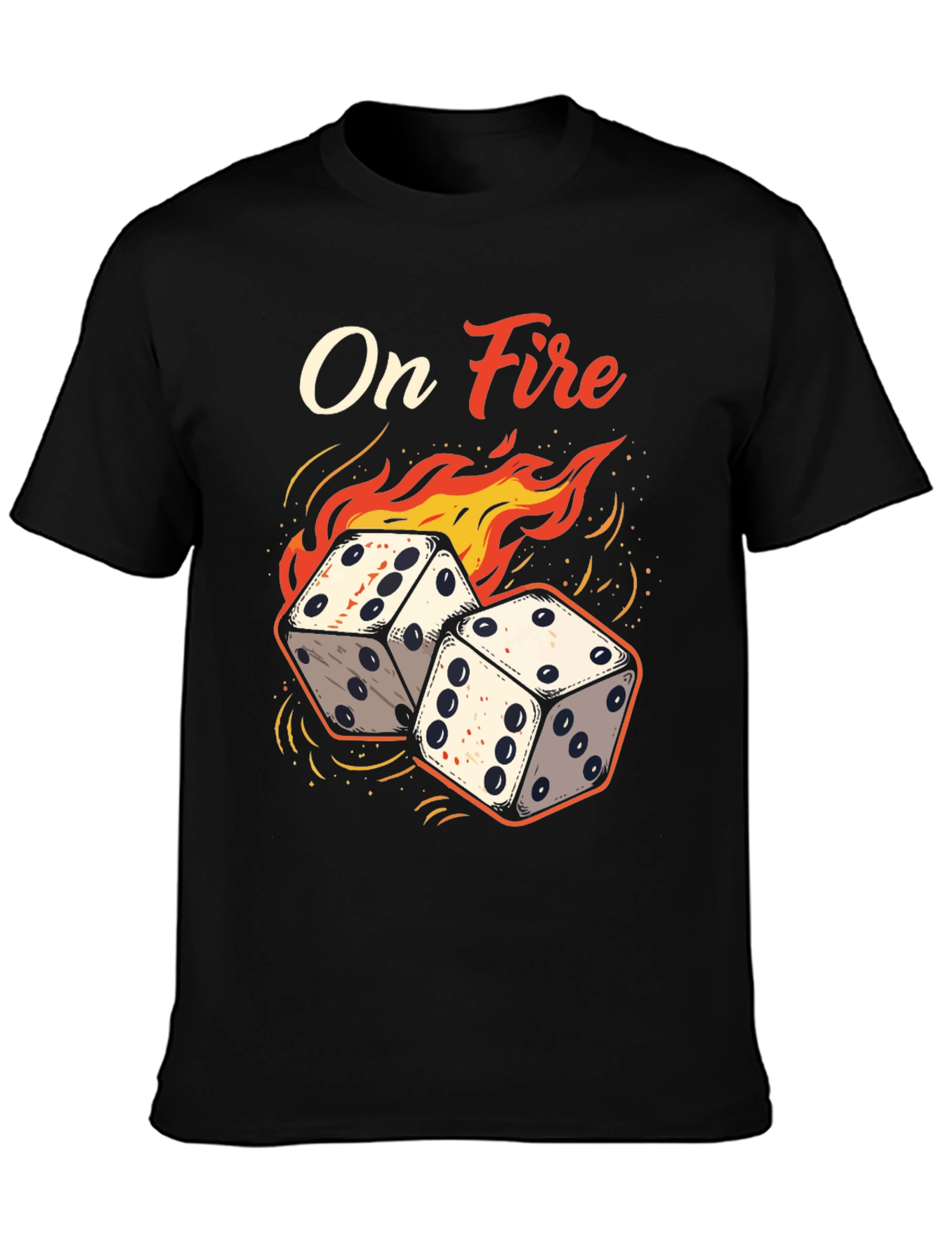 On Fire Dice Graphic Tee - Lucky Gamble T-Shirt