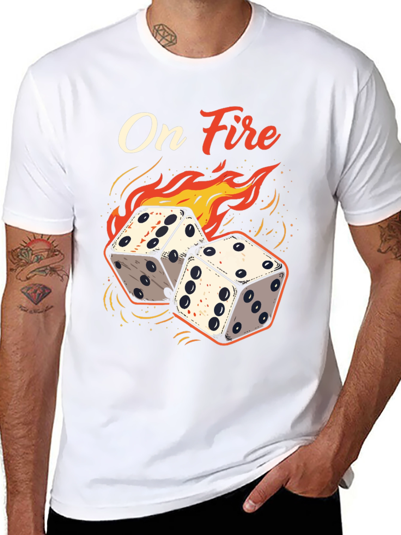On Fire Dice Graphic Tee - Lucky Gamble T-Shirt