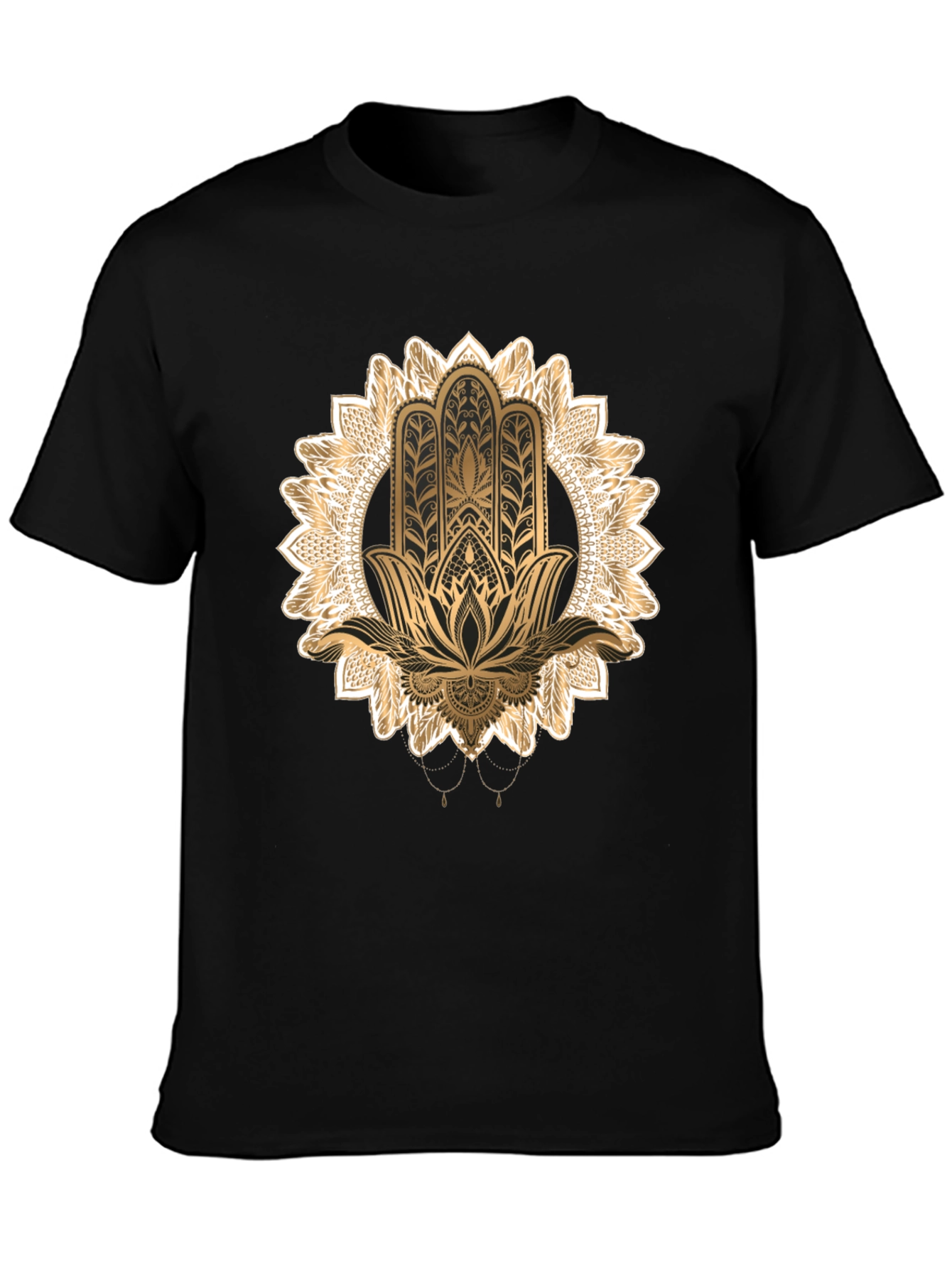 Hamsa Mandala Graphic Tee - Black