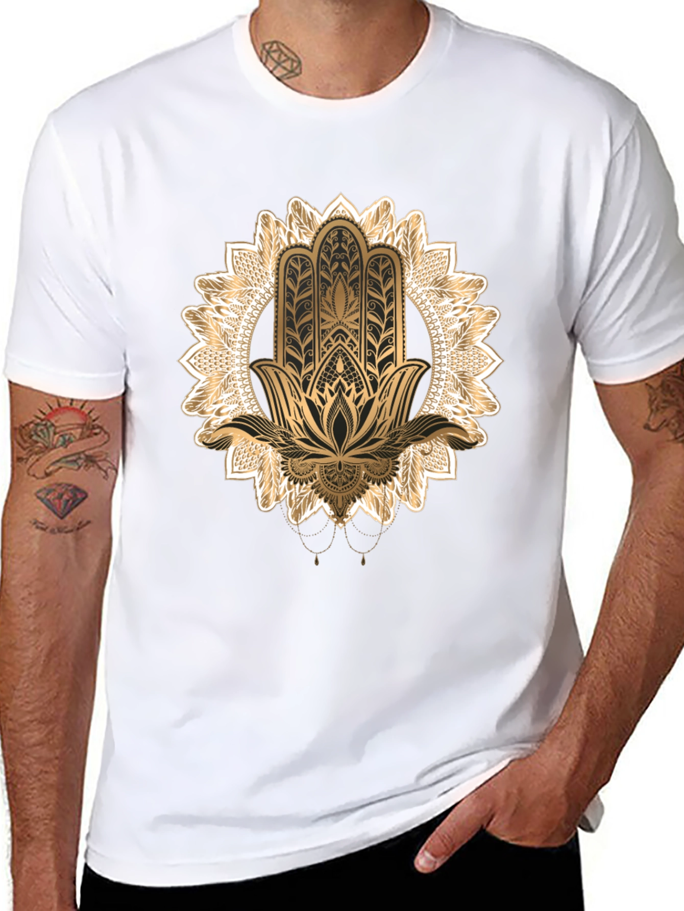 Hamsa Mandala Graphic Tee - Black
