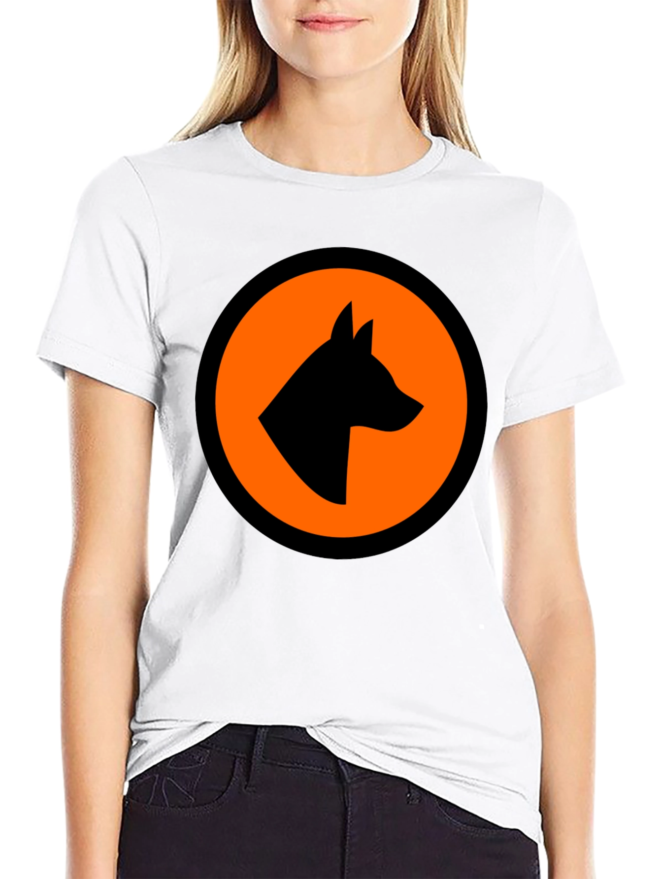 Bold Graphic Tee - Dog Silhouette in Circle Design