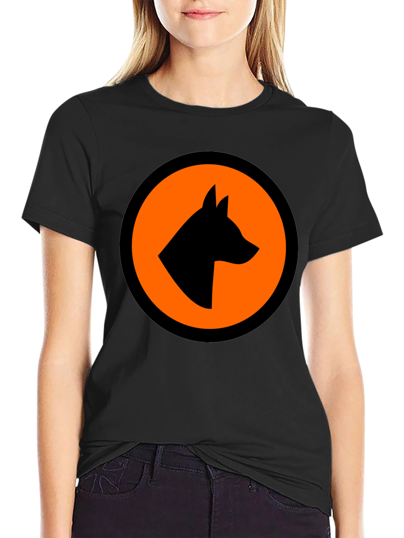 Bold Graphic Tee - Dog Silhouette in Circle Design