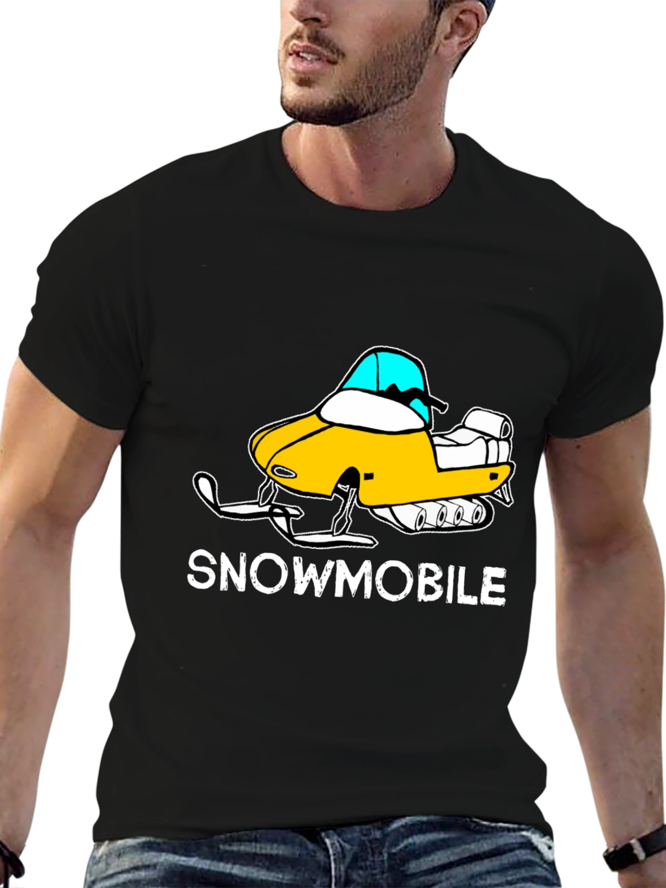 Snowmobile Graphic T-Shirt - Black Cotton Tee