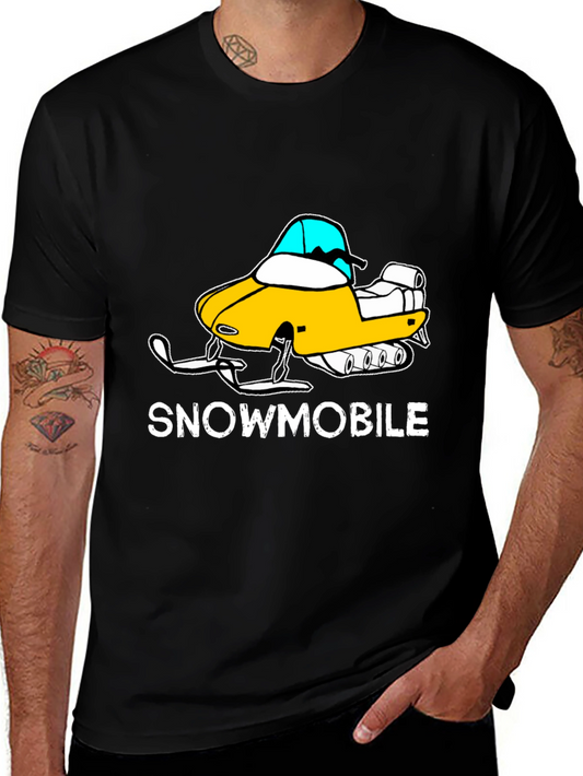 Snowmobile Graphic T-Shirt - Black Cotton Tee