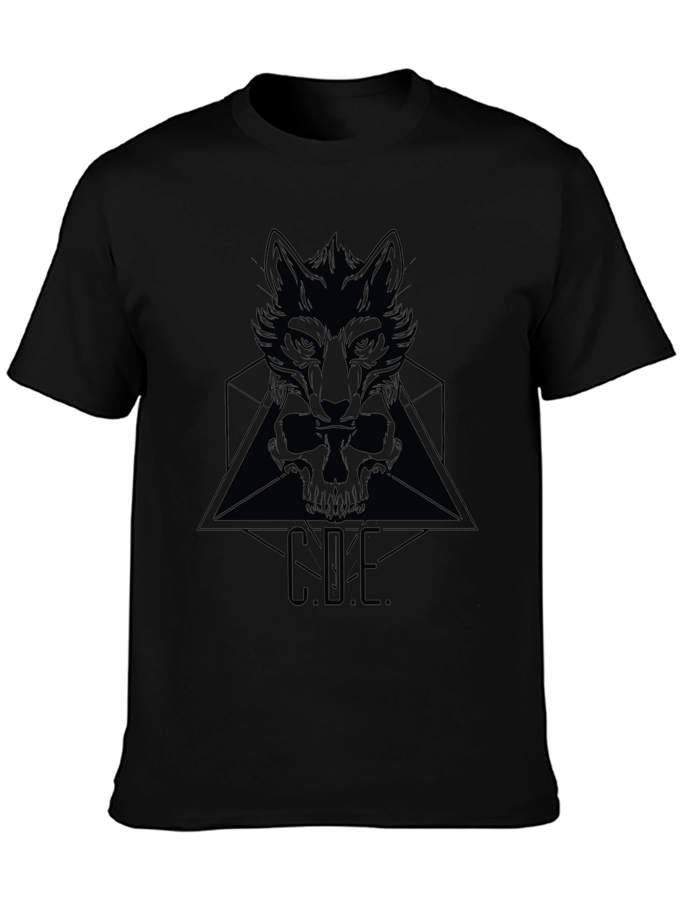 Wolf Skull Graphic T-Shirt - Mens Black Tee