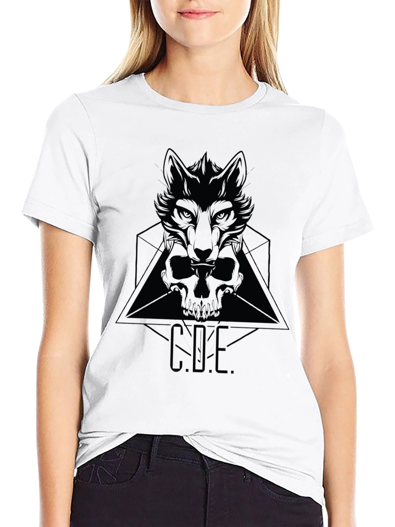 Wolf Skull Graphic T-Shirt - Mens Black Tee